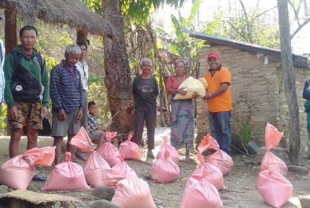 Bags of food for Chepang tribe