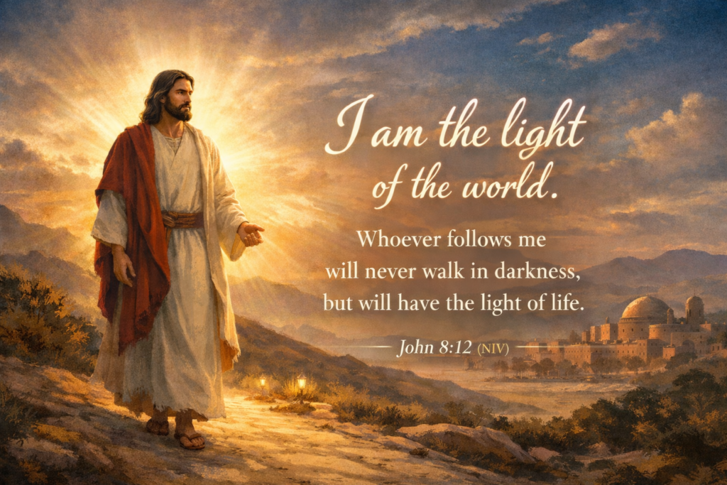 John 8:12 (NIV) I am the light of the world. Whoever follows me will never walk in darkness, but will have the light of life.